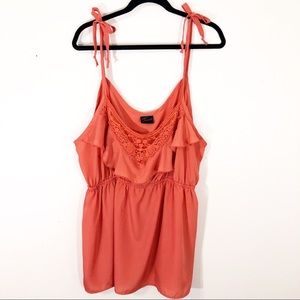 Torrid Coral Satin Shoulder Tie Cami Size 2